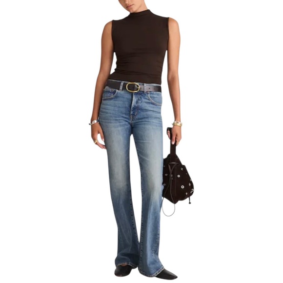 Madewell Women’s Slinky Mockneck Draped Ruched Tank Top NWT XL Molasses - Picture 3 of 12